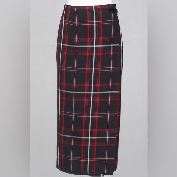 VTG Charter Club Tartan Plaid Wool Blend Wrap Maxi Skirt Ralph Lauren Esthetics - Picture 1 of 5